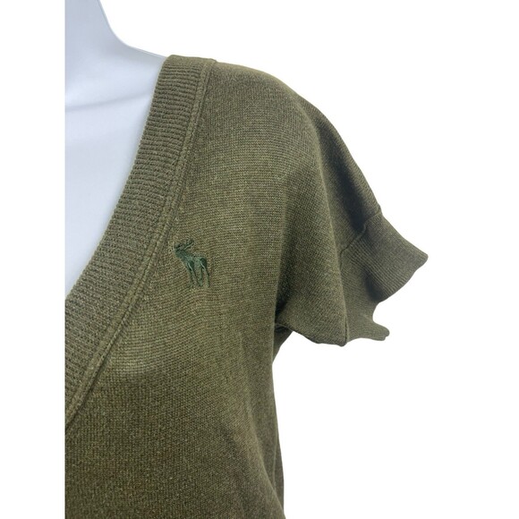 Y2K Abercrombie & Fitch Deep V-neck Short Sleeve Longer Length M Sweater READ - Picture 2 of 11